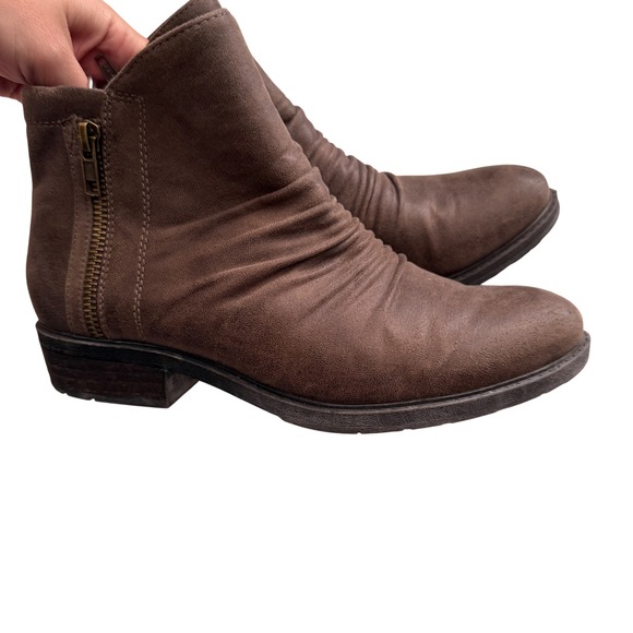 Bare Traps Shoes - Bare Traps Yuno Brown Ankle Boots Women's 8M Slouch‎ Ruched Zipper Casual Fall